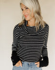 Black & White Stripe Evergreen Sweater