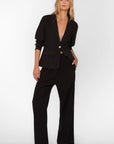 Loni Black Linen Blazer