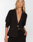 Loni Black Linen Blazer
