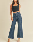 Dark Denim Wash Patch Pocket Wide Leg
