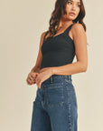 Dark Denim Wash Patch Pocket Wide Leg