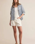 Washed Indigo All Day Cropped Knit Denim Jacket