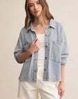 Washed Indigo All Day Cropped Knit Denim Jacket