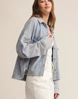 Washed Indigo All Day Cropped Knit Denim Jacket