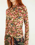 Ikat Tiny Flowers Pink Jersey Blouse