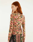 Ikat Tiny Flowers Pink Jersey Blouse