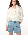 White Linen Great Catch Jacket