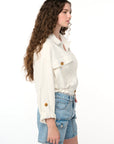 White Linen Great Catch Jacket
