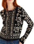 Flower Bloom Black Knit Cardigan