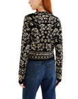 Flower Bloom Black Knit Cardigan