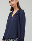 Dark Navy Elegant Blouse