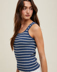 Navy Striped Susannah Tank