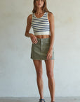 Navy Ivory  Celine  Crop Tank