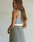 Navy Ivory  Celine  Crop Tank