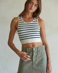 Navy Ivory  Celine  Crop Tank