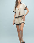 Taupe & Black Ric Rac Shorts