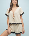 Taupe & Black Ric Rac Shorts