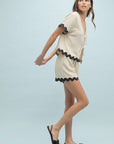 Taupe & Black Ric Rac Shorts