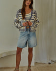 Natural Blue Alder Striped Cardigan