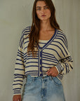 Natural Blue Alder Striped Cardigan