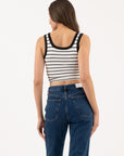 Stripe Abrielle Crop Tank Top