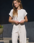 Oatmeal Pinstripe Sheri Crop Top