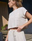 Oatmeal Pinstripe Sheri Crop Top