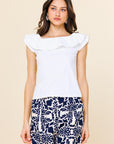 White Ruffle Julia Top