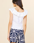 White Ruffle Julia Top