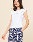White Ruffle Julia Top