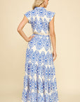 Blue Geometric Lottie Maxi Dress