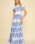 Blue Geometric Lottie Maxi Dress