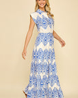 Blue Geometric Lottie Maxi Dress