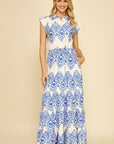 Blue Geometric Lottie Maxi Dress