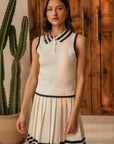 White & Navy Jenna  Top