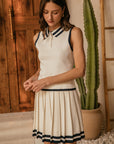 White & Navy Jenna  Top