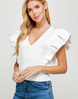 White Pleated Marsha Top