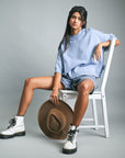 Blue Crew Neck Skye Top