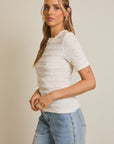 Cream Stripe Lacey Top