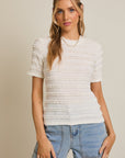 Cream Stripe Lacey Top