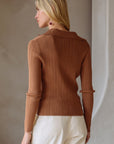 Brown Ribbed Pauline Top
