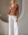 Brown Ribbed Pauline Top
