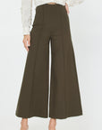 Olive High Rise Flare Leg Ponte Pants