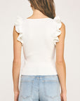 Off White Ruffled Cecelia Top