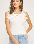 Off White Ruffled Cecelia Top