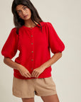 Cherry Puff Sleeve Christine Cardigan