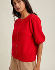 Cherry Puff Sleeve Christine Cardigan