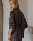 Dark Olive Harper Satin Blouse