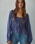 Midnight Florence Smocked Top