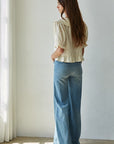 Natural Fablewood Embroidered Collar Top